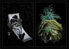 Avenue Niel - diptyque - craie sur papier noir - 2 dessins de 70 x 100 cm - 2011